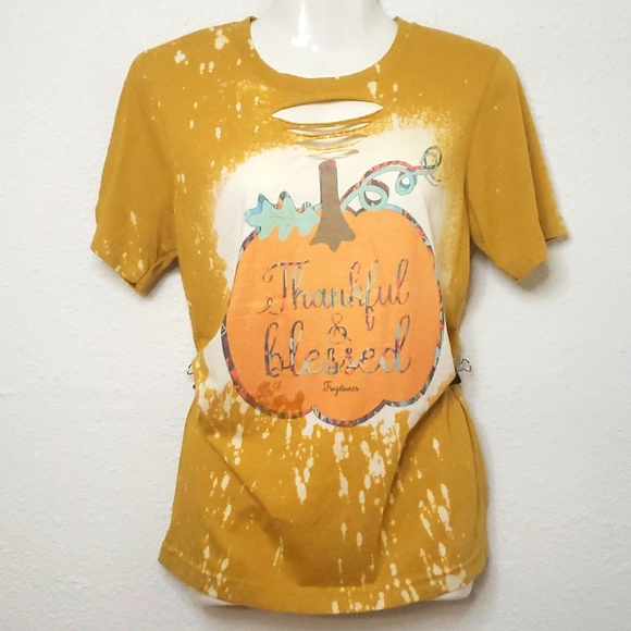 Custom bleached Fall tee - Picture 1 of 4